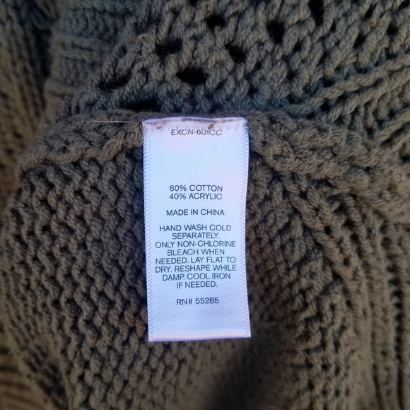 Express Olive Green Oversized Knit Woven Sweater - Picture 9 of 9